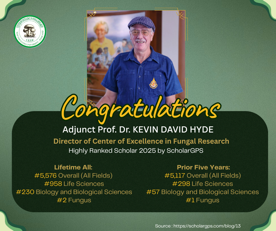 Congratulations to Adjunct Professor Dr. Kevin David Hyde on being recognized as a Highly Ranked Scholar 2025 by ScholarGPS